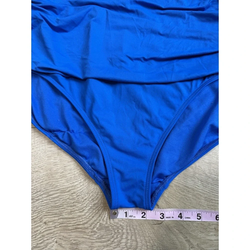 EUC Lauren Ralph Lauren‎ Ruffle Underwire Blue One Piece Tummy Ruched  Size 16